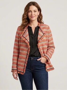 ✨W by Worth tweed multi-colored jacket/blazer-business casual-fringe-whimsy chic